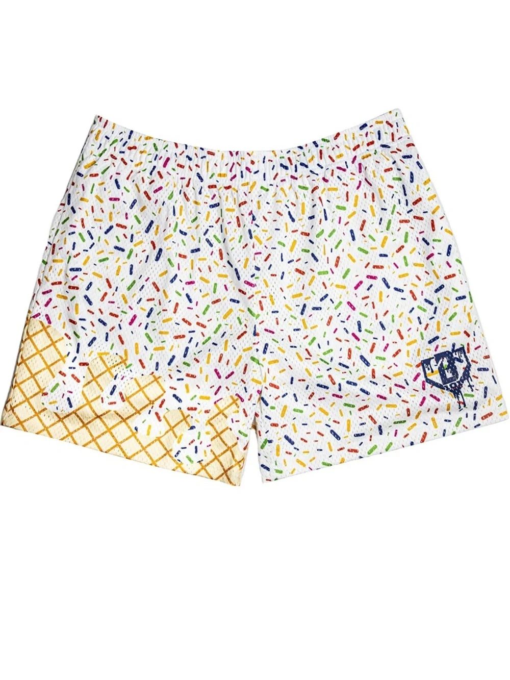 New Baseball Lifestyle 101 Ice Cream Shorts Mens Medium Vanilla Sprinkles White
